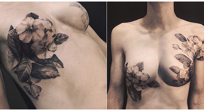 Tattoo artist beautifully conceals scars of breast cancer 