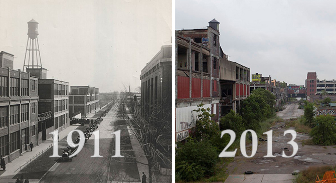 15 Historical Photos Of Detroit And Their Modern Day Equivalent