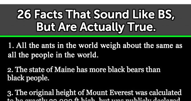 26 Facts That Sound Like BS But Are Actually True Atchuup Cool 26 Facts That Sound Like BS But Are Actually True Atchuup Cool